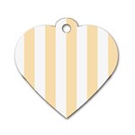 Vertical Stripes - White and Peach Orange Dog Tag Heart (One Side)