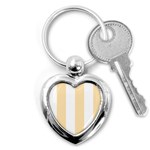 Vertical Stripes - White and Peach Orange Key Chain (Heart)