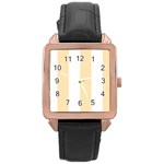 Vertical Stripes - White and Peach Orange Rose Gold Leather Watch