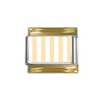 Vertical Stripes - White and Peach Orange Gold Trim Italian Charm (9mm)