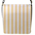 Vertical Stripes - White and Peach Orange Flap Closure Messenger Bag (S)