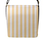 Vertical Stripes - White and Peach Orange Flap Closure Messenger Bag (L)