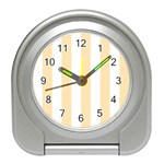 Vertical Stripes - White and Peach Orange Desk Alarm Clock