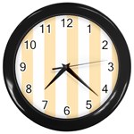 Vertical Stripes - White and Peach Orange Wall Clock (Black)