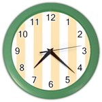 Vertical Stripes - White and Peach Orange Color Wall Clock