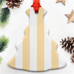Vertical Stripes - White and Peach Orange Christmas Tree Ornament (Two Sides)