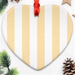 Vertical Stripes - White and Peach Orange Ornament (Heart)