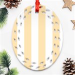 Vertical Stripes - White and Peach Orange Ornament (Bell) Ornament (Oval Filigree)