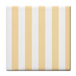 Vertical Stripes - White and Peach Orange Tile Coaster