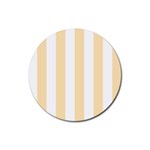 Vertical Stripes - White and Peach Orange Rubber Coaster (Round)