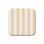 Vertical Stripes - White and Peach Orange Rubber Coaster (Square)