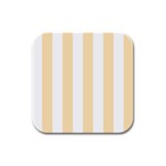 Vertical Stripes - White and Peach Orange Rubber Square Coaster (4 pack)