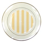 Vertical Stripes - White and Peach Orange Porcelain Plate