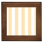 Vertical Stripes - White and Peach Orange Framed Tile