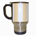 Vertical Stripes - White and Peach Orange Travel Mug (White)