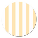 Vertical Stripes - White and Peach Orange Magnet 5  (Round)