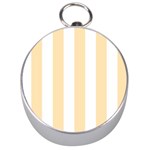 Vertical Stripes - White and Peach Orange Silver Compass