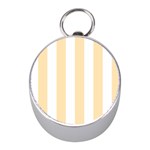 Vertical Stripes - White and Peach Orange Silver Compass (Mini)