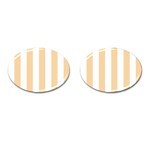 Vertical Stripes - White and Sunset Orange Cufflinks (Oval)