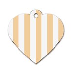 Vertical Stripes - White and Sunset Orange Dog Tag Heart (One Side)