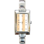 Vertical Stripes - White and Sunset Orange Rectangle Italian Charm Watch