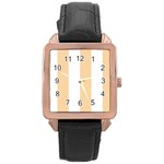 Vertical Stripes - White and Sunset Orange Rose Gold Leather Watch