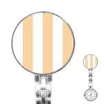 Vertical Stripes - White and Sunset Orange Stainless Steel Nurses Watch