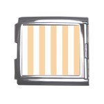 Vertical Stripes - White and Sunset Orange Mega Link Italian Charm (18mm)