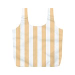 Vertical Stripes - White and Sunset Orange Full Print Recycle Bag (M)