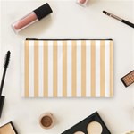 Vertical Stripes - White and Sunset Orange Cosmetic Bag (M)