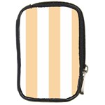Vertical Stripes - White and Sunset Orange Compact Camera Leather Case