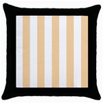 Vertical Stripes - White and Sunset Orange Throw Pillow Case (Black)