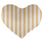 Vertical Stripes - White and Sunset Orange Large 19  Premium Heart Shape Cushion