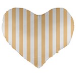 Vertical Stripes - White and Sunset Orange Large 19  Premium Flano Heart Shape Cushion