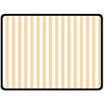 Vertical Stripes - White and Sunset Orange Double Sided Fleece Blanket (Large) (Two Sides)