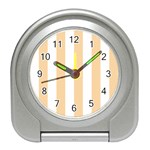 Vertical Stripes - White and Sunset Orange Desk Alarm Clock