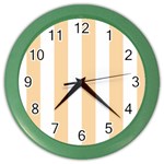 Vertical Stripes - White and Sunset Orange Color Wall Clock