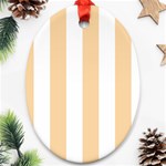 Vertical Stripes - White and Sunset Orange Ornament (Oval)