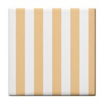 Vertical Stripes - White and Sunset Orange Tile Coaster