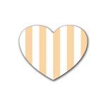 Vertical Stripes - White and Sunset Orange Heart Coaster (4 pack)