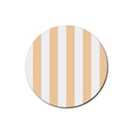 Vertical Stripes - White and Sunset Orange Rubber Round Coaster (4 pack)