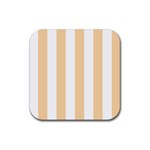 Vertical Stripes - White and Sunset Orange Rubber Coaster (Square)