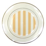 Vertical Stripes - White and Sunset Orange Porcelain Plate