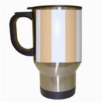 Vertical Stripes - White and Sunset Orange Travel Mug (White)