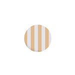 Vertical Stripes - White and Sunset Orange 1  Mini Button
