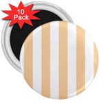 Vertical Stripes - White and Sunset Orange 3  Magnet (10 pack)