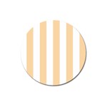 Vertical Stripes - White and Sunset Orange Magnet 3  (Round)