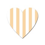 Vertical Stripes - White and Sunset Orange Magnet (Heart)