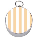 Vertical Stripes - White and Sunset Orange Silver Compass