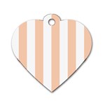 Vertical Stripes - White and Apricot Orange Dog Tag Heart (Two Sides)